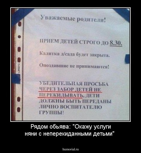 Рядом обьява: "Окажу услуги няни с неперекиданными детьми"