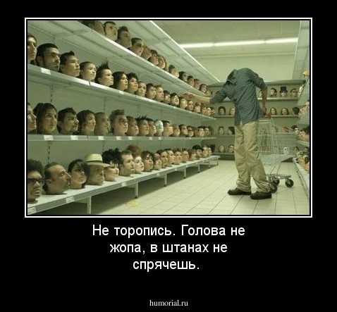 Не торопись. Голова не жопа, в штанах не спрячешь.