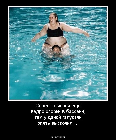 Серёг – сыпани ещё ведро хлорки в бассейн, там у одной галустян опять выскочил…