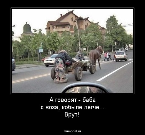 А говорят - баба с воза, кобыле легче... Врут!