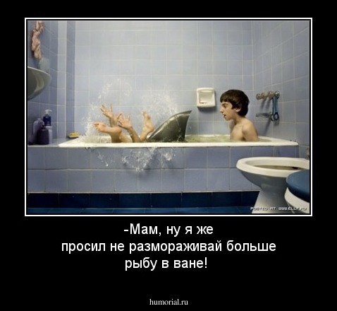 -Мам, ну я же просил не размораживай больше рыбу в ване!