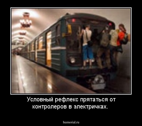 Условный рефлекс прятаться от контролеров в электричках.