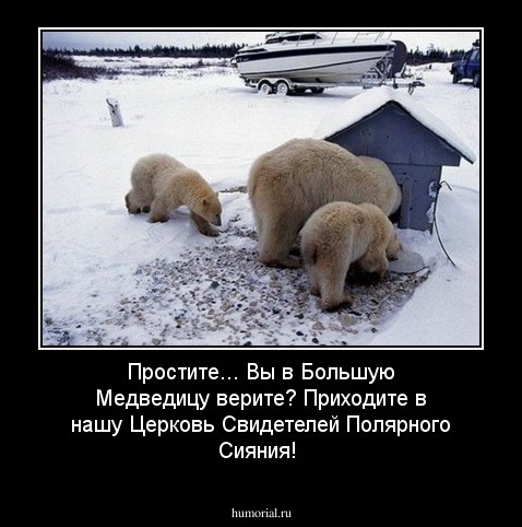 Простите... Вы в Большую Медведицу верите? Приходите в нашу Церковь Свидетелей Полярного Сияния! 