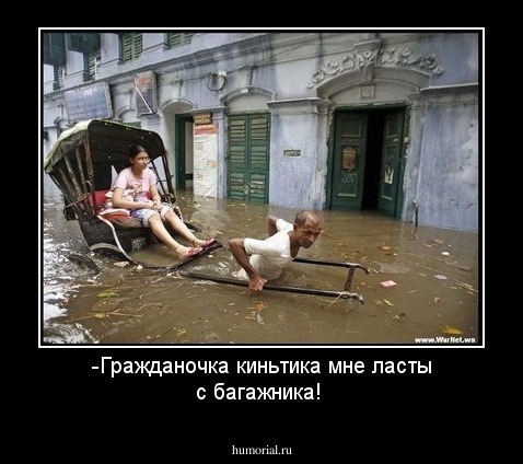 -Гражданочка киньтика мне ласты с багажника!