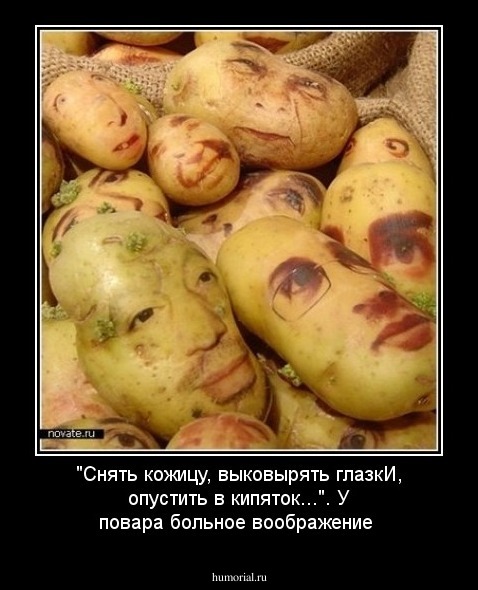 "Снять кожицу, выковырять глазкИ, опустить в кипяток...". У повара больное воображение