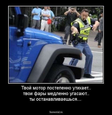 Твой мотор постепенно утихает.. твои фары медленно угасают.. ты останавливаешься... 