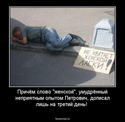 Причём слово "женской", умудрённый неприятным опытом Петрович, дописал лишь на третий день!