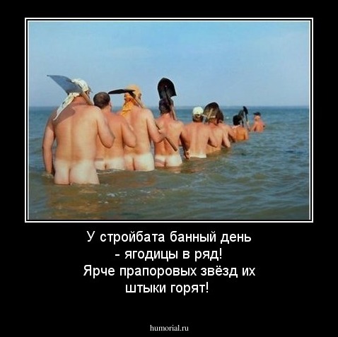 У стройбата банный день - ягодицы в ряд!
Ярче прапоровых звёзд их штыки горят!