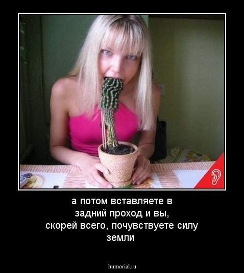 а потом вставляете в задний проход и вы, скорей всего, почувствуете силу земли