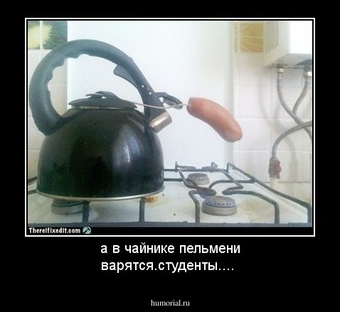 а в чайнике пельмени варятся.студенты....