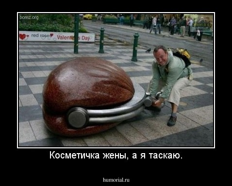 Косметичка жены, а я таскаю.