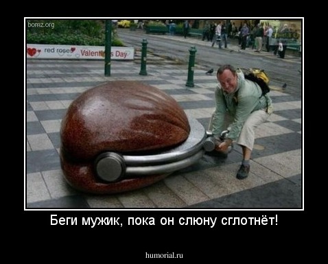 Беги мужик, пока он слюну сглотнёт!