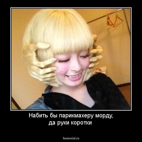 Набить бы парикмахеру морду, да руки коротки 