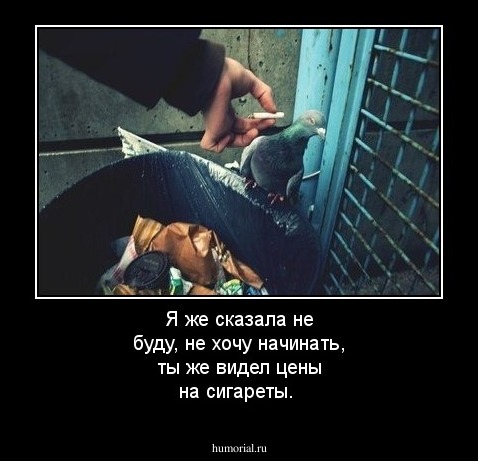 Я же сказала не буду, не хочу начинать, ты же видел цены на сигареты.