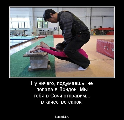 Ну ничего, подумаешь, не попала в Лондон. Мы тебя в Сочи отправим...  в качестве санок