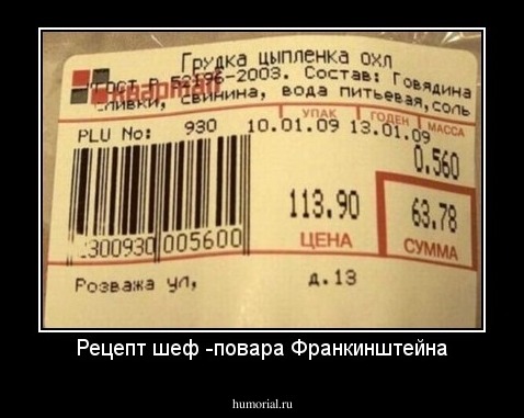Рецепт шеф -повара Франкинштейна