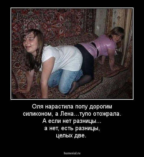 Оля нарастила попу дорогим силиконом, а Лена...тупо отожрала. А если нет разницы... а нет, есть разницы, целых две.