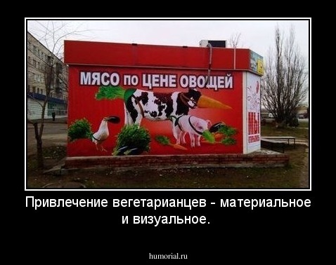 Привлечение вегетарианцев - материальное и визуальное.