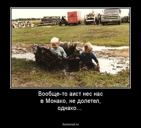 Вообще-то аист нес нас в Монако, не долетел, однако...