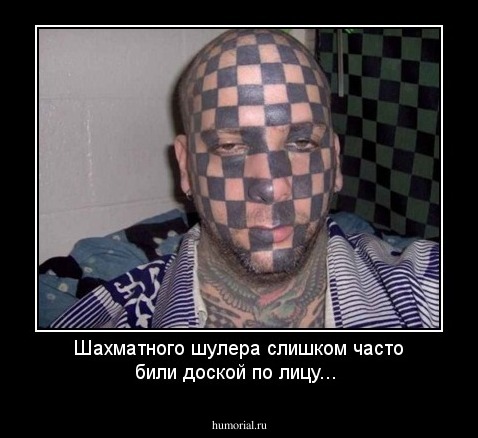 Шахматного шулера  слишком часто били доской по лицу...