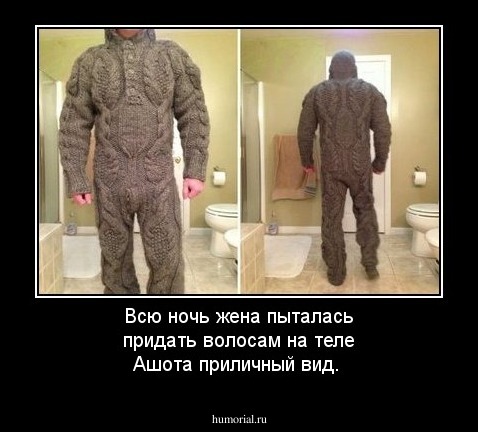 Всю ночь жена пыталась придать волосам на теле Ашота приличный вид. 
