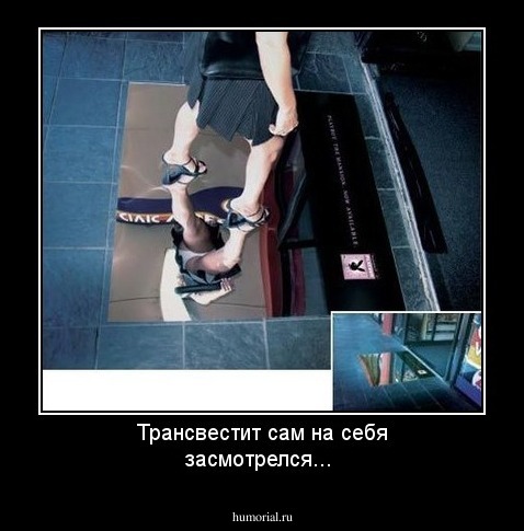 Трансвестит сам на себя засмотрелся...