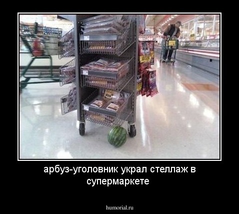 арбуз-уголовник украл стеллаж в супермаркете