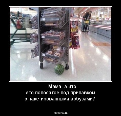 - Мама, а что это полосатое под прилавком с пакетированными арбузами?