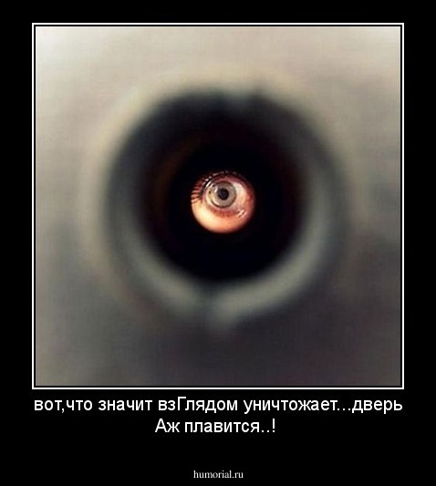 вот,что значит взГлядом уничтожает...дверь Аж плавится..!
