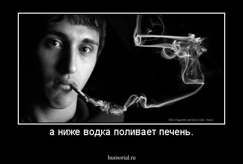 а ниже водка поливает печень.