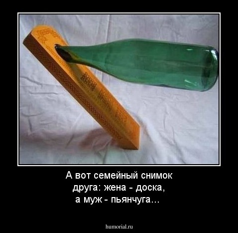 А вот семейный снимок друга: жена - доска, а муж - пьянчуга...