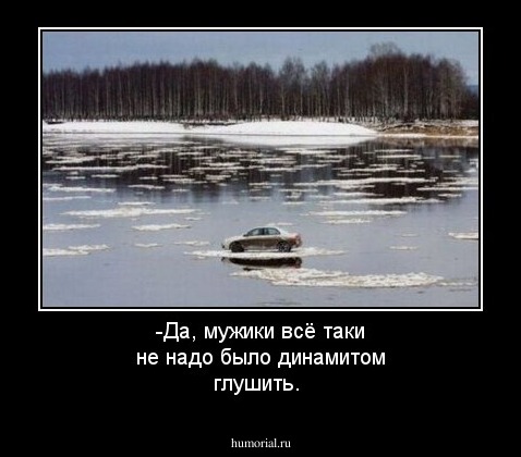-Да, мужики  всё таки не надо было динамитом глушить.