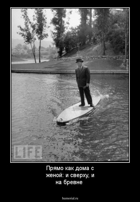 Прямо как дома с женой: и сверху, и на бревне