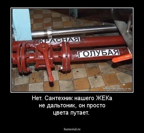 Нет. Сантехник нашего ЖЕКа не дальтоник, он просто цвета путает. 