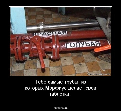 Тебе самые трубы, из которых Морфиус делает свои таблетки.