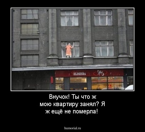 Внучок! Ты что ж мою квартиру занял? Я ж ещё не померла!