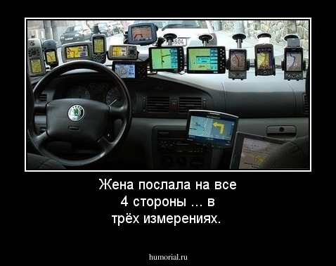 Жена послала на все 4 стороны ... в трёх измерениях.
