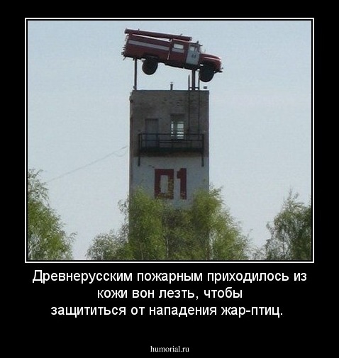 Древнерусским пожарным приходилось из кожи вон лезть, чтобы защититься от нападения жар-птиц. 