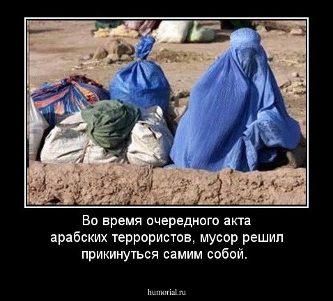 Во время очередного акта арабских террористов, мусор решил прикинуться самим собой.