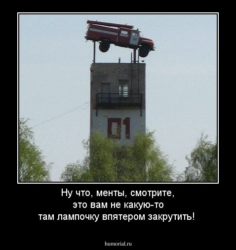 Ну что, менты, смотрите, это вам не какую-то там лампочку впятером закрутить!
