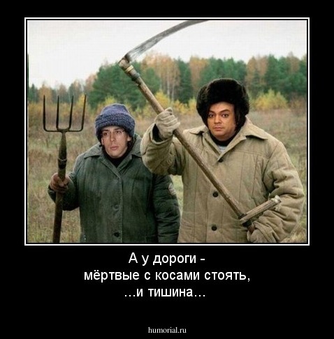 А у дороги - мёртвые с косами стоять, ...и тишина...