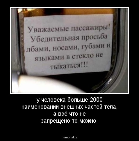 у человека больше 2000 наименований внешних частей тела, а всё что не запрещено то можно