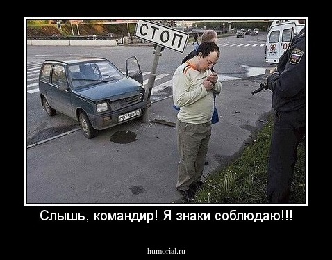 Слышь, командир! Я знаки соблюдаю!!!