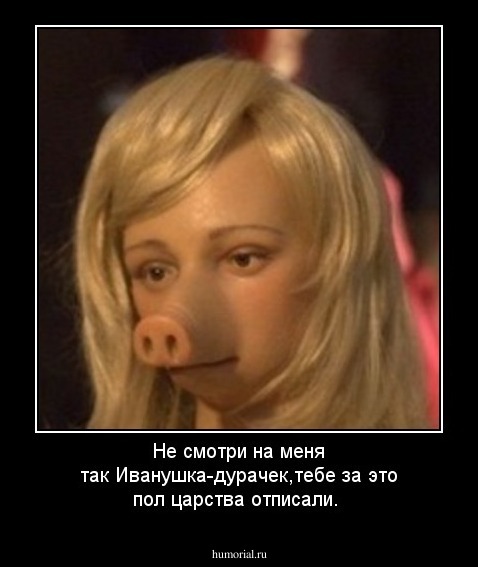 Не смотри на меня так Иванушка-дурачек,тебе за это пол царства отписали.