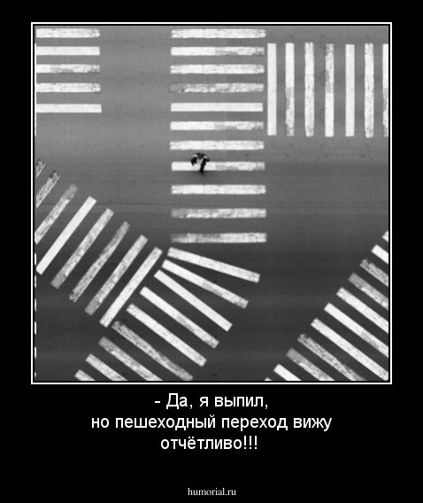 - Да, я выпил, но пешеходный переход вижу отчётливо!!!