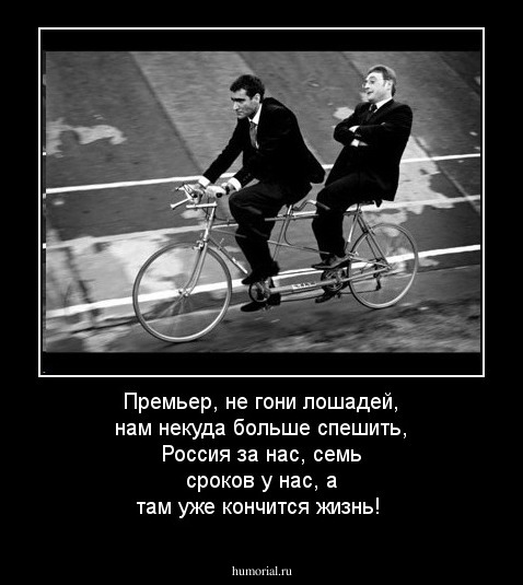 Премьер, не гони лошадей, нам некуда больше спешить, Россия за нас, семь сроков у нас, а там уже кончится жизнь!