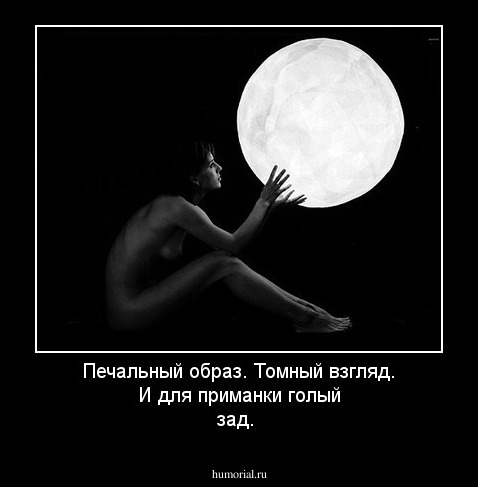 Печальный образ. Томный взгляд. И для приманки голый зад.