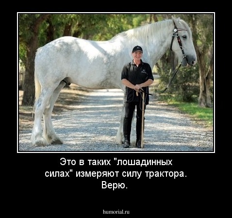 Это в таких "лошадинных силах" измеряют силу трактора. Верю.
