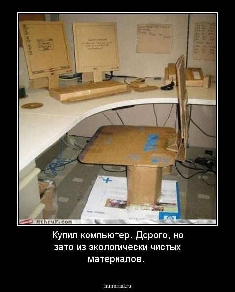 Купил компьютер. Дорого, но зато из экологически чистых материалов.