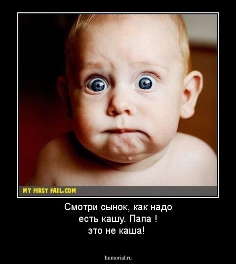 Смотри сынок, как надо есть кашу. Папа ! это не каша! 